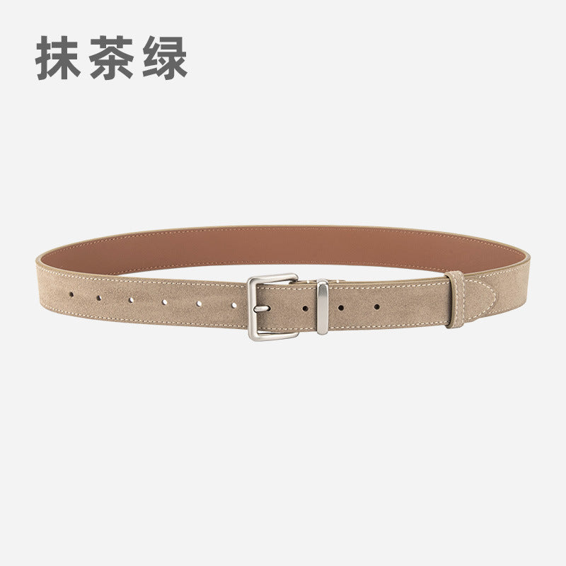 Wholesale women' s vintage genuine leather nubuck suede belt