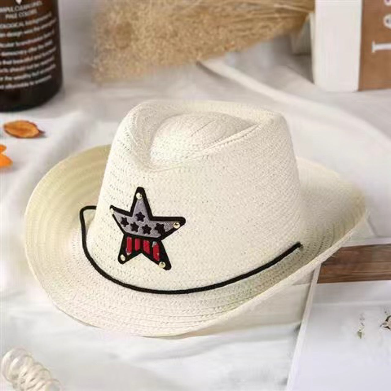 Wholesale of Western Cowboy Children's Sunshade Tencel Straw Hat