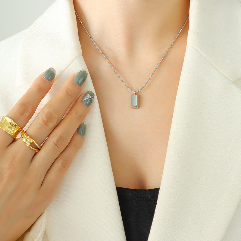 Wholesale Mini Gold Brick Snake Bone Chain Clip Beads Titanium Steel Necklaces