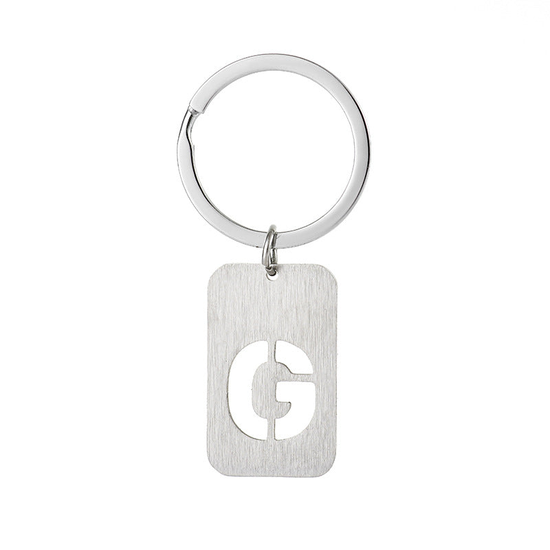 Wholesale Stainless Steel Creative Hollow 26 Letter Keychain
