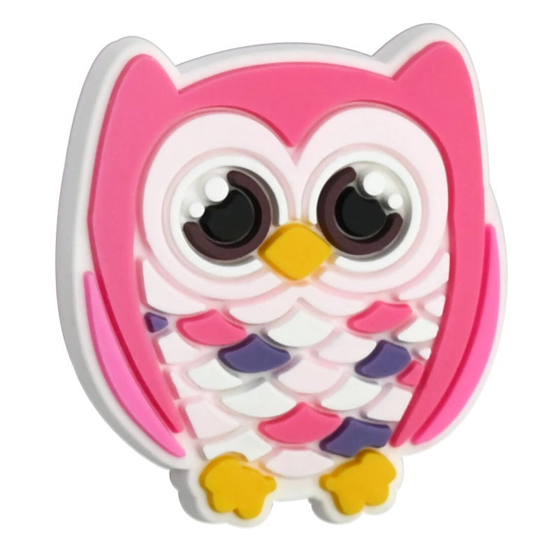 Wholesale Random 100pcs Cute Owl Ballpoint Pen Bead Decoration DIY PVC Soft Rubber Beads