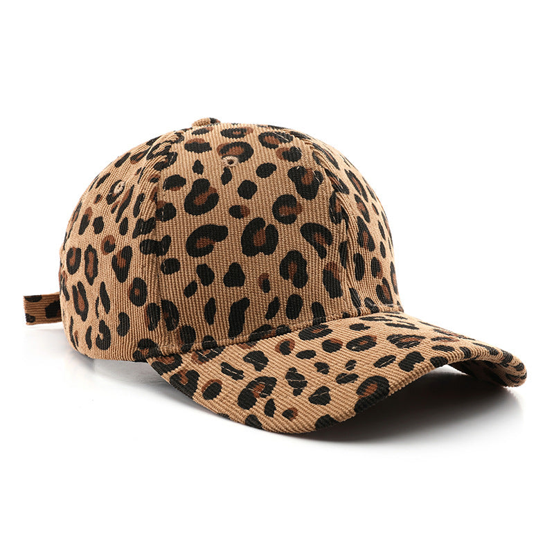 Wholesale Autumn and Winter Corduroy Leopard Print Baseball Cap