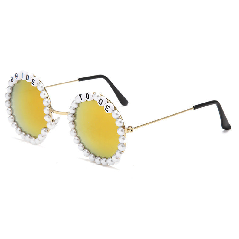 Wholesale Bridal Fashion Rhinestone Bride Peach Sunglasses