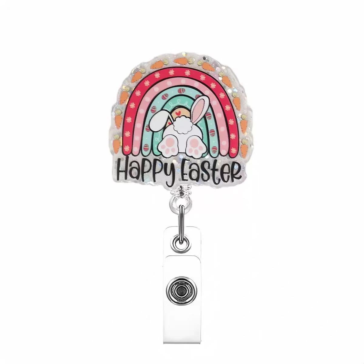 Wholesale Easter Badge Reels Glitter Fun Badge Reels