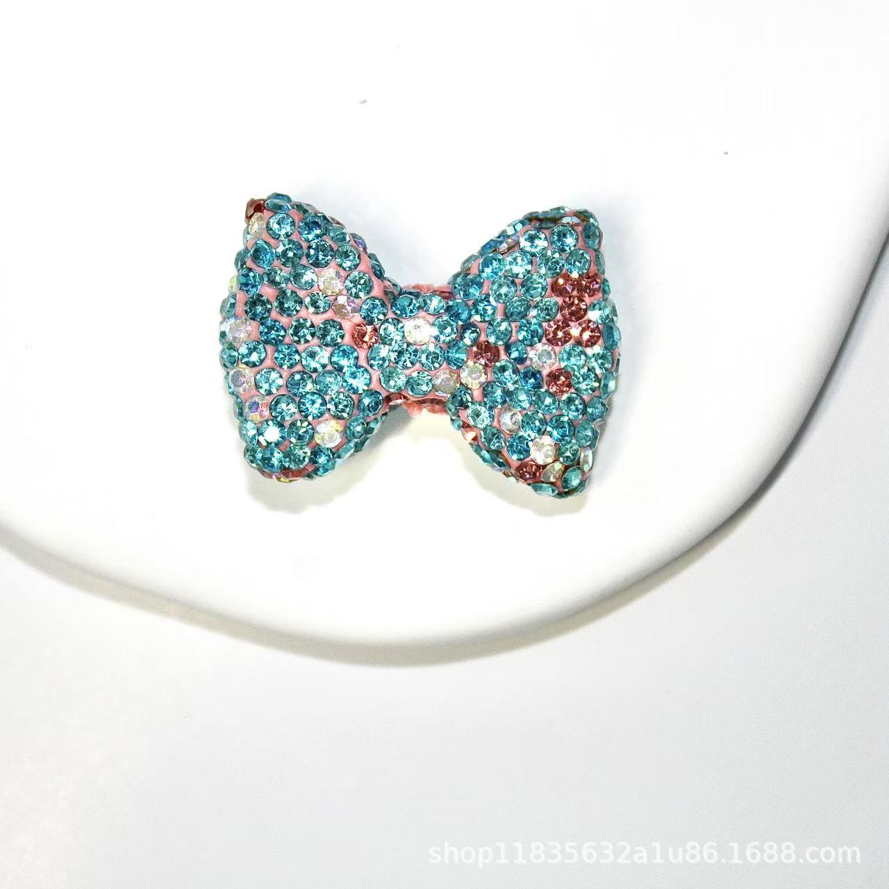 Wholesale 10pcs Two-color sparkling diamond bowknot Crystal Beads