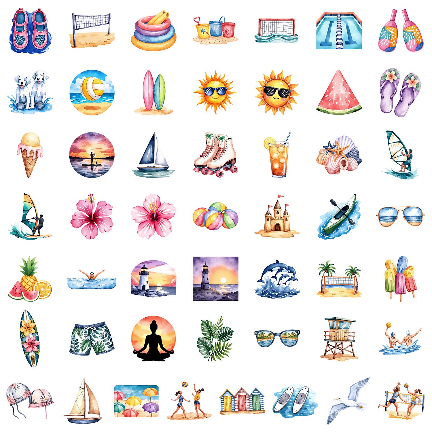 Wholesale 50pcs summer sports graffiti stickers small fresh beach stickers