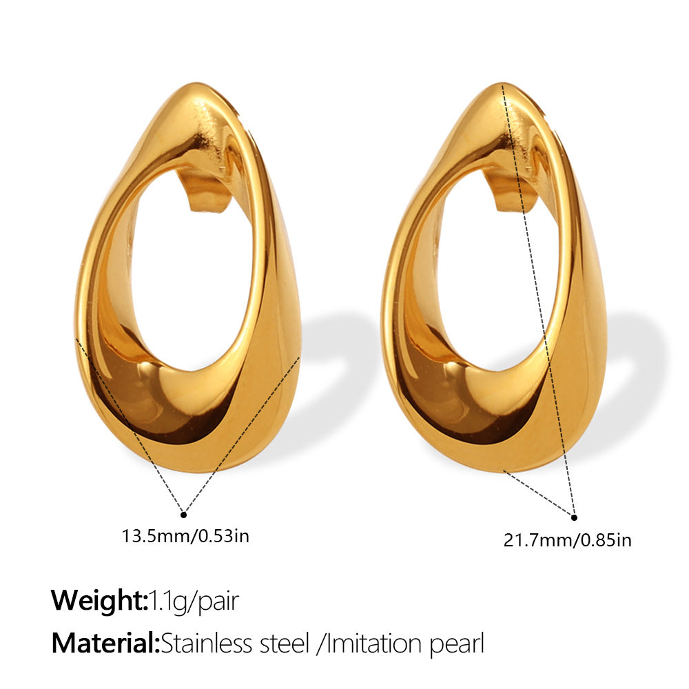 Wholesale Stainless steel 18K gold-plated hollow irregular U-shaped earrings