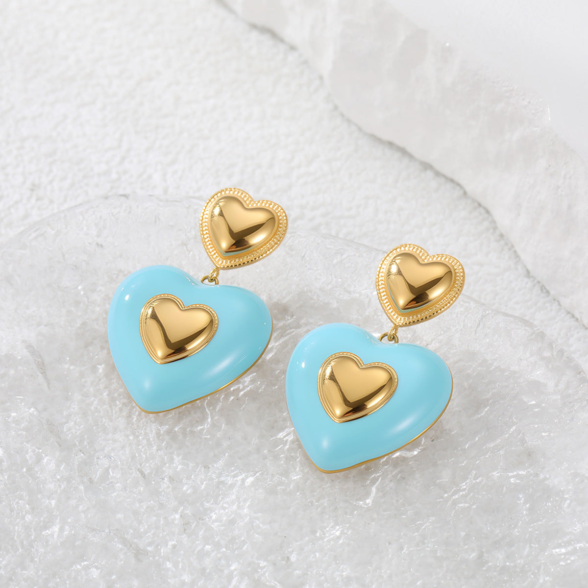 Wholesale Colorful Flower Love Countryside Stainless Steel Earrings