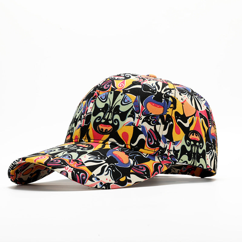 Wholesale New Graffiti Lettering Print Hard Top Big Head Around The Face Small Hat Baseball Cap