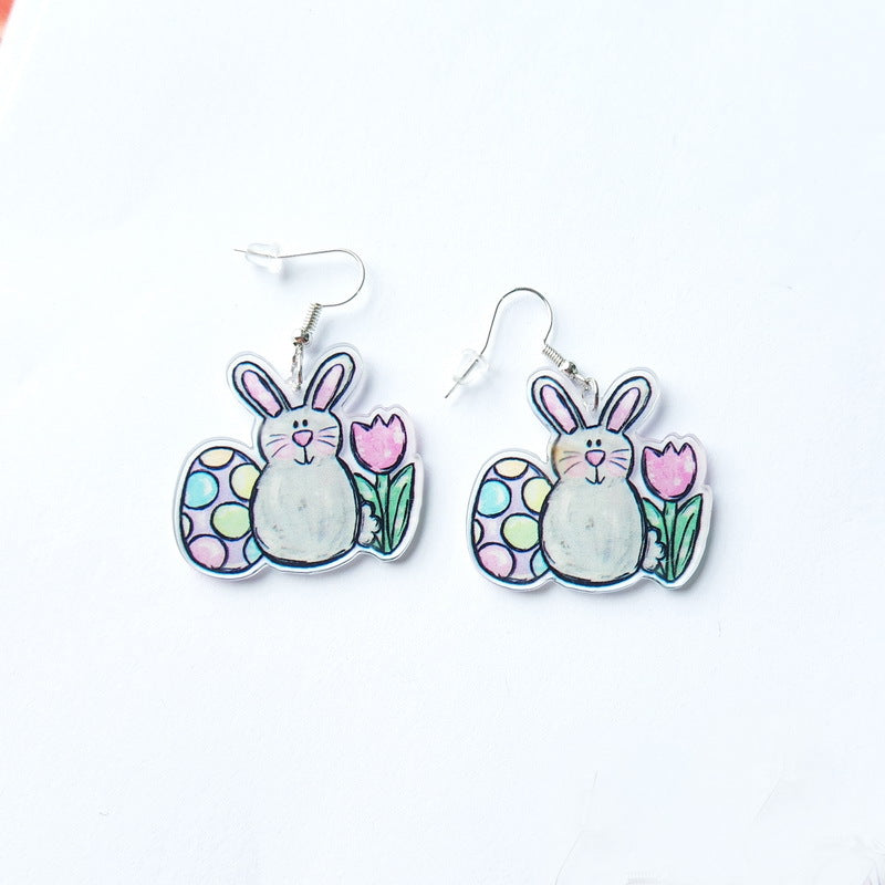 Wholesale Easter Cartoon Cute Bunny Easter Egg Carrot Acrylic Earrings