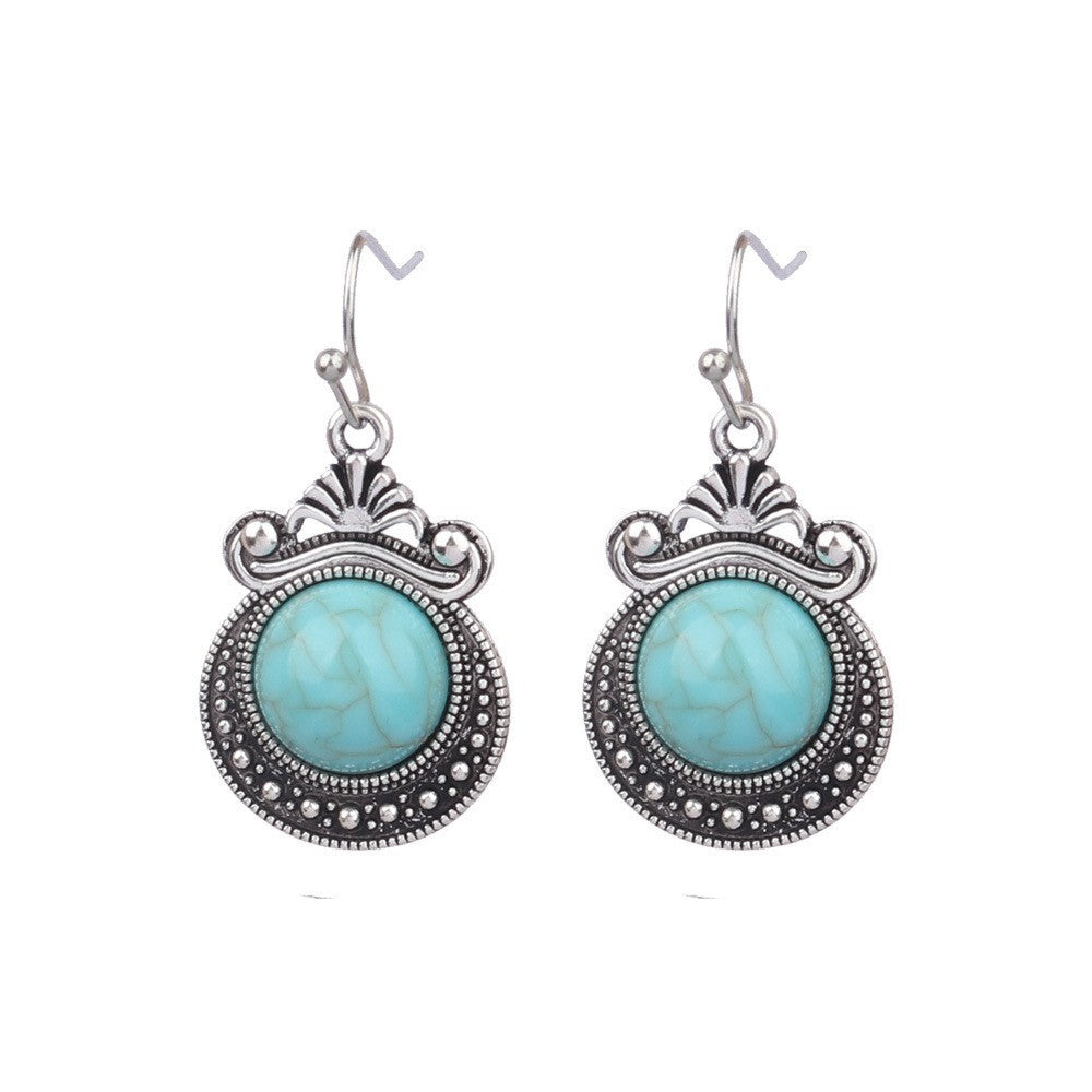 Wholesale Turquoise Bohemian Tassel Geometric Alloy Vintage Earrings