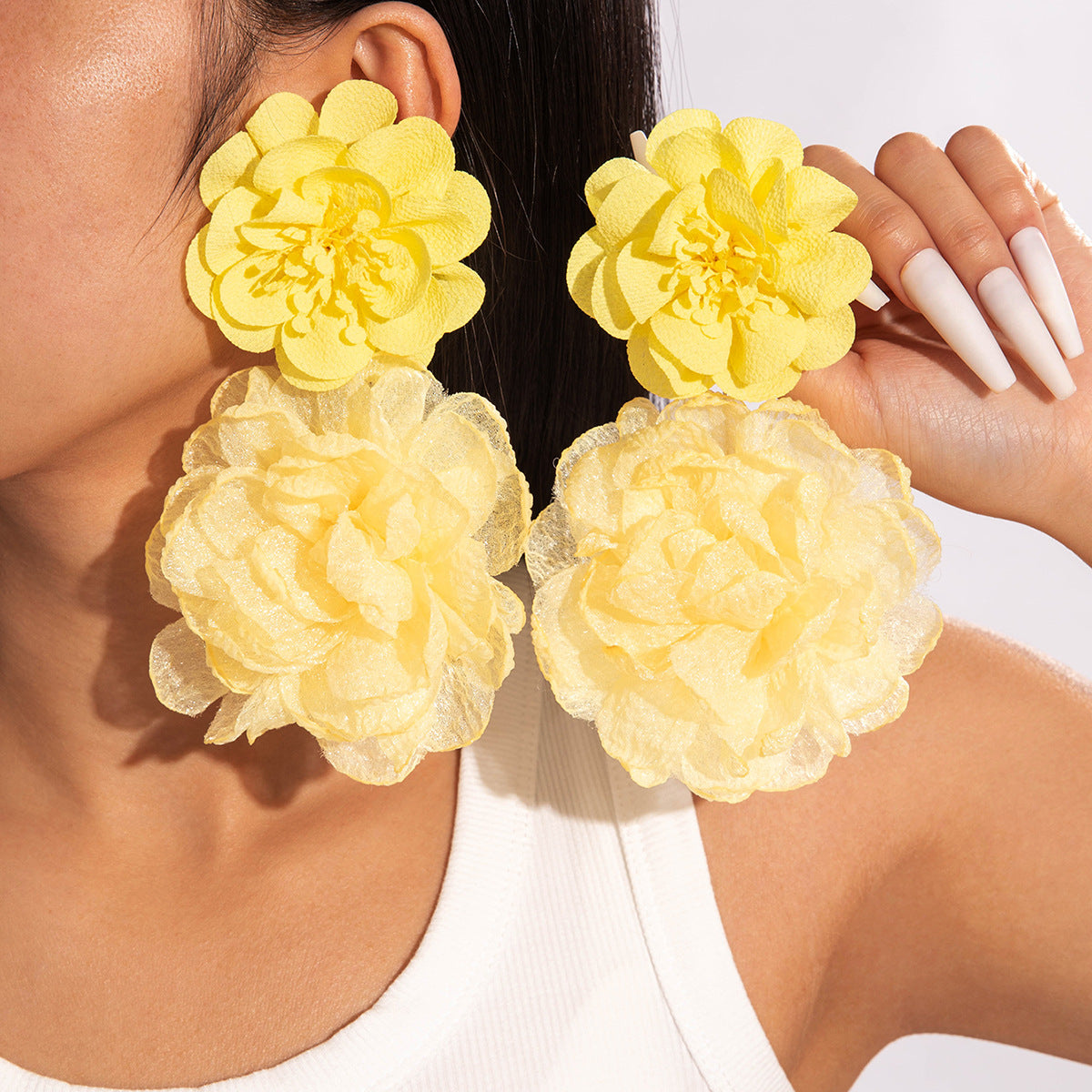Wholesale Fresh multi-color flower earrings gentle simulation large flower earrings