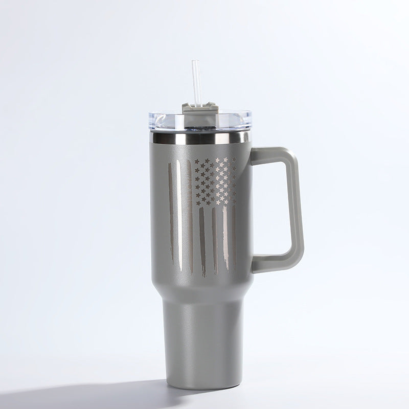 Wholesale 1200ml Car Straw Cup 304 Stainless Steel Handle Cup Car Cup Tumbler Cup