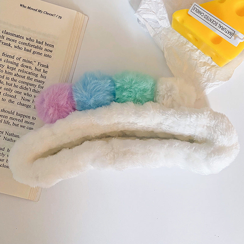 Wholesale Fabric Colored Plush Ball Hair Hoop