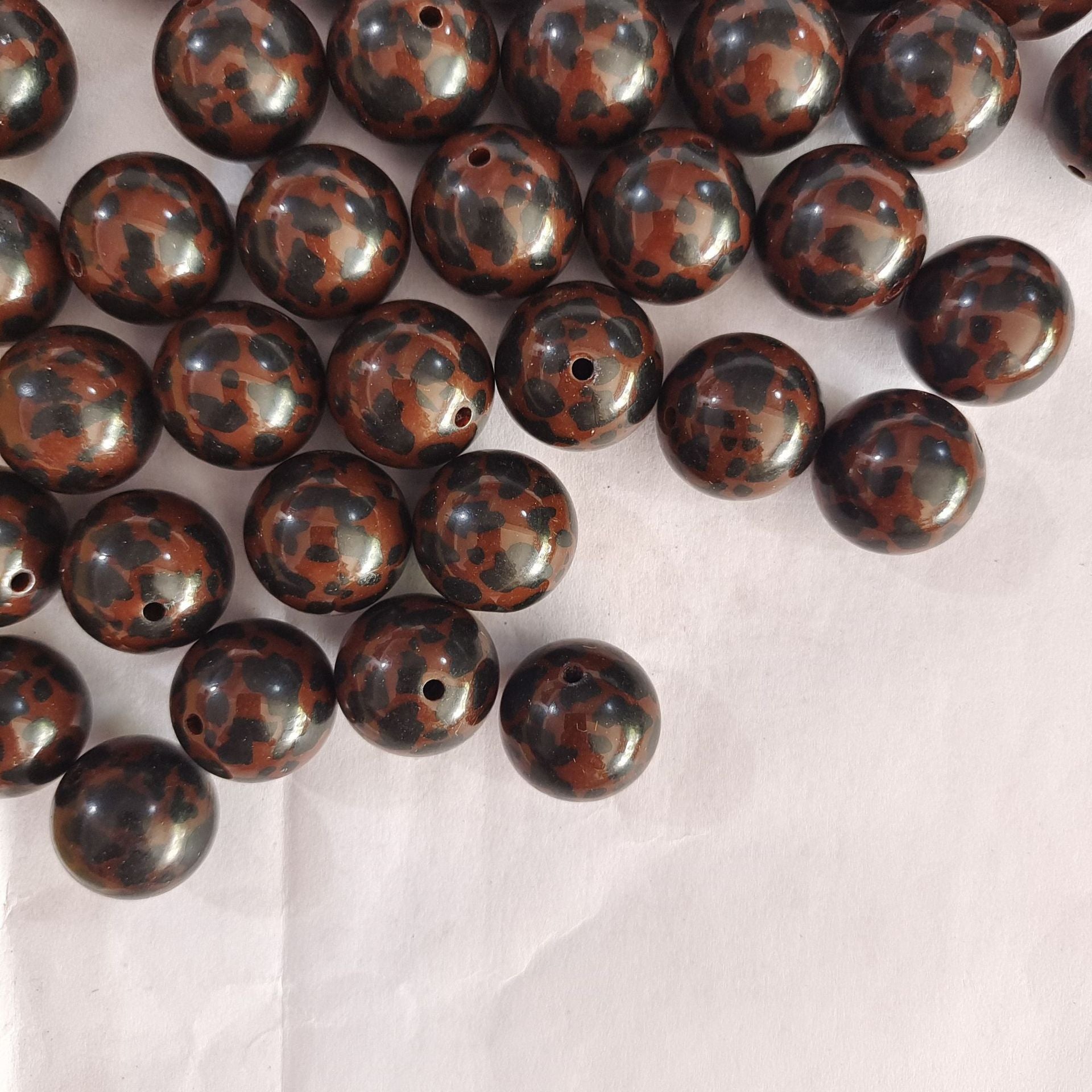 Wholesale 5pcs 20MM Acrylic Coffee Leopard Print Beads