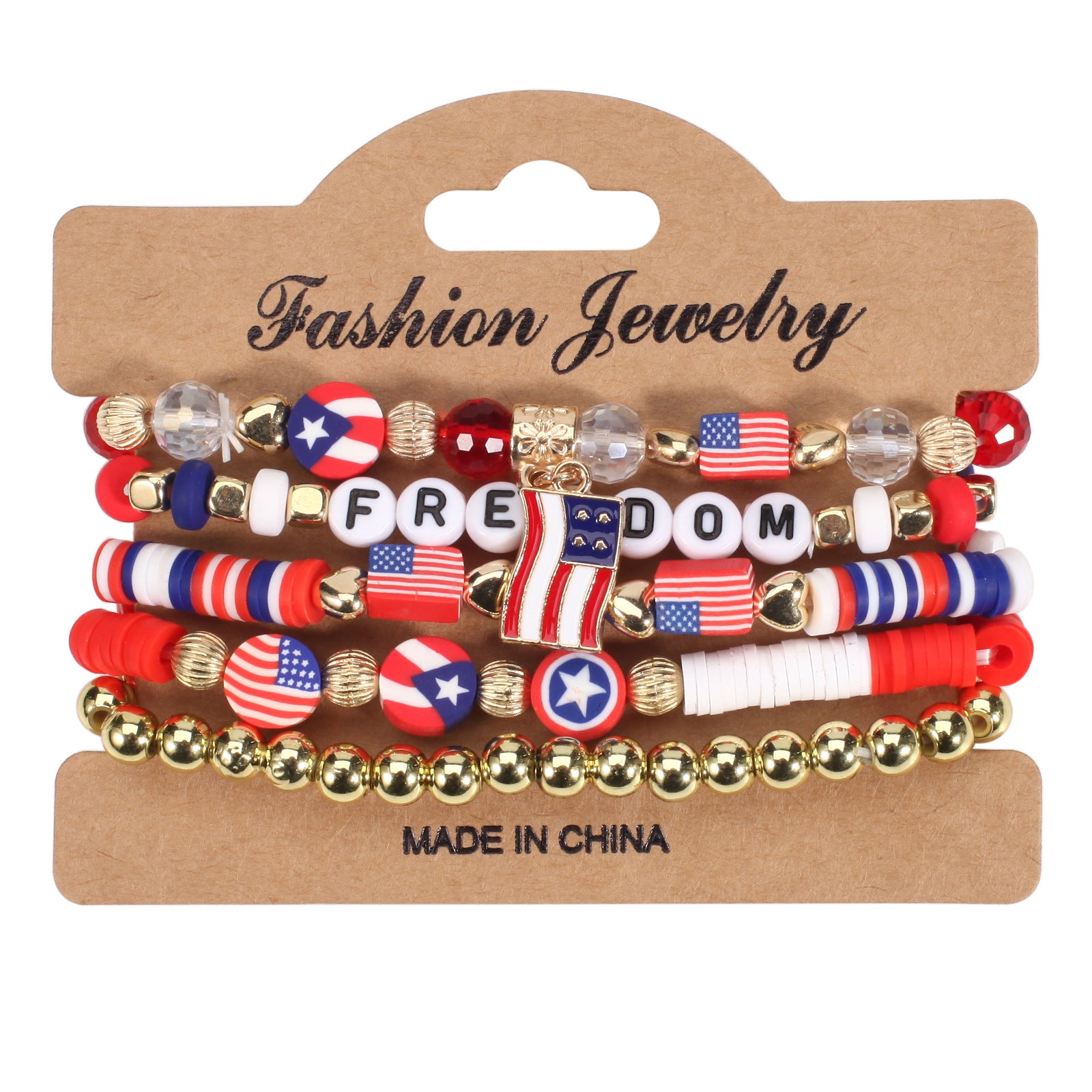 Wholesale Independence Day Flag Red White Blue Crystal Bracelet
