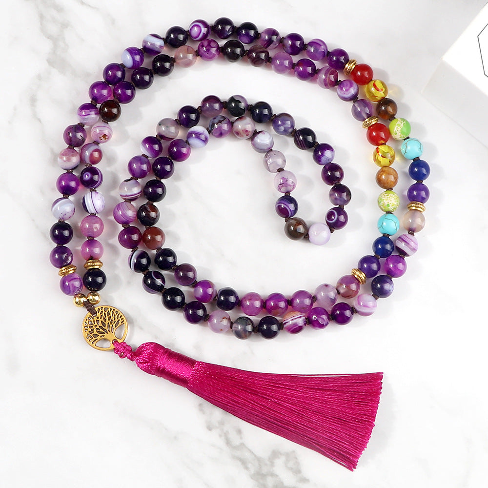 Obsidiana al por mayor 108pcs Multicapa Multilapa de la vida Pulsero de borla