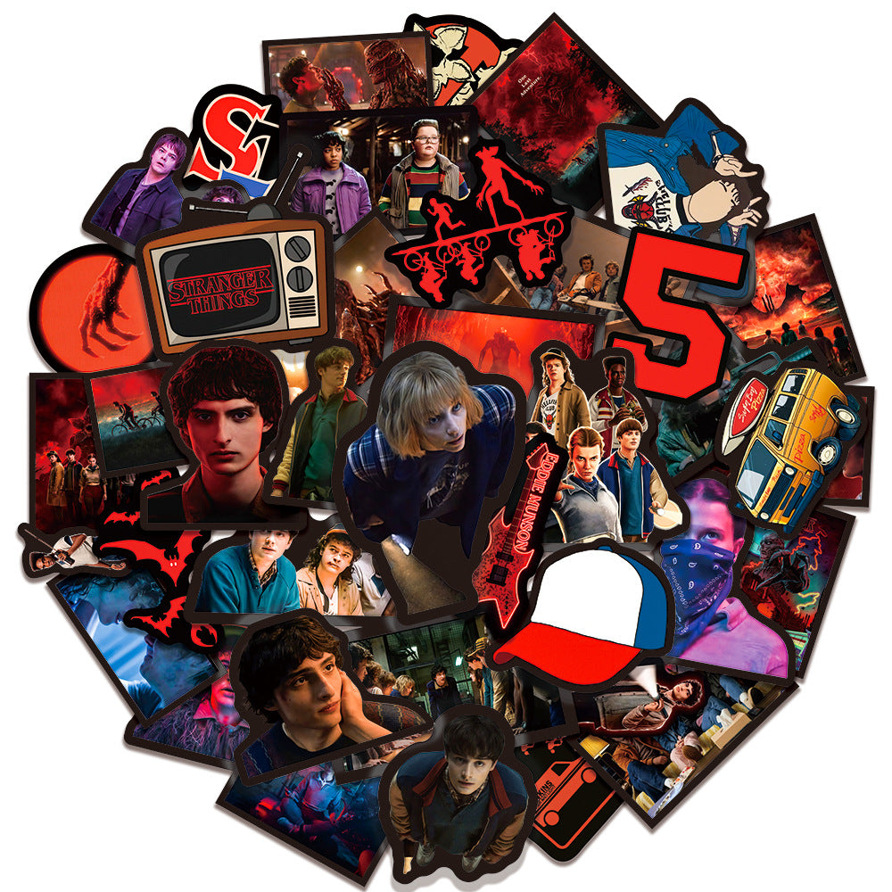 Wholesale 50pcs Red Cartoon Thriller Series Waterproof Vinyl Stickers OLY Exclusive