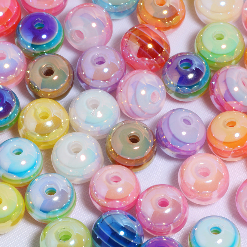 Wholesale 20PCS/Pack 10mm Horizontal Candy Beads Acrylic Handmade DIY Beads Loose Beads Mobile Phone Chain Key Chain Bag Accessories Accessories