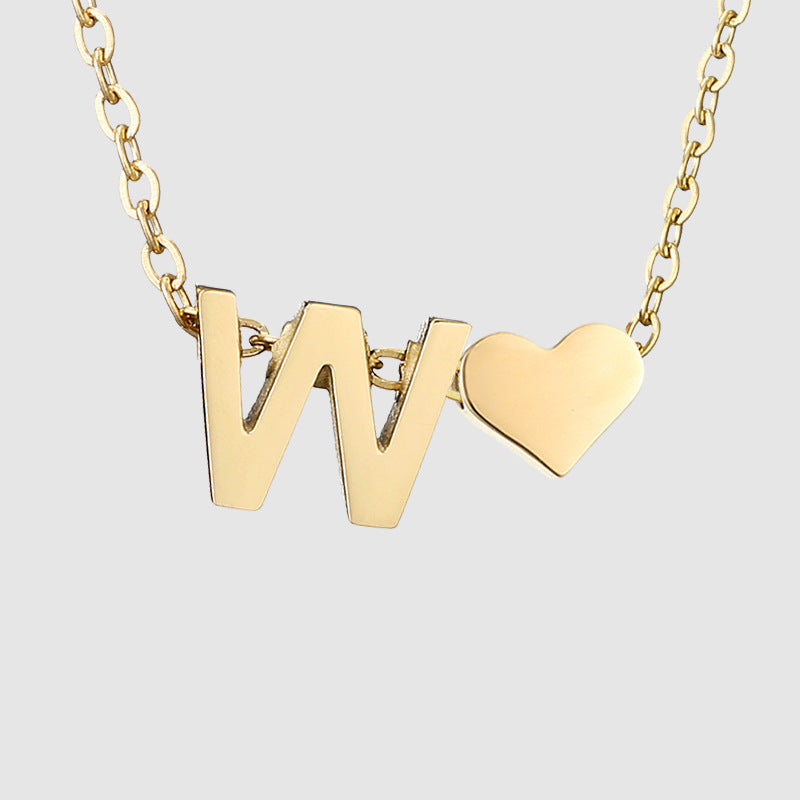 Wholesale Heart Letter Pendant Gold Plated Necklaces