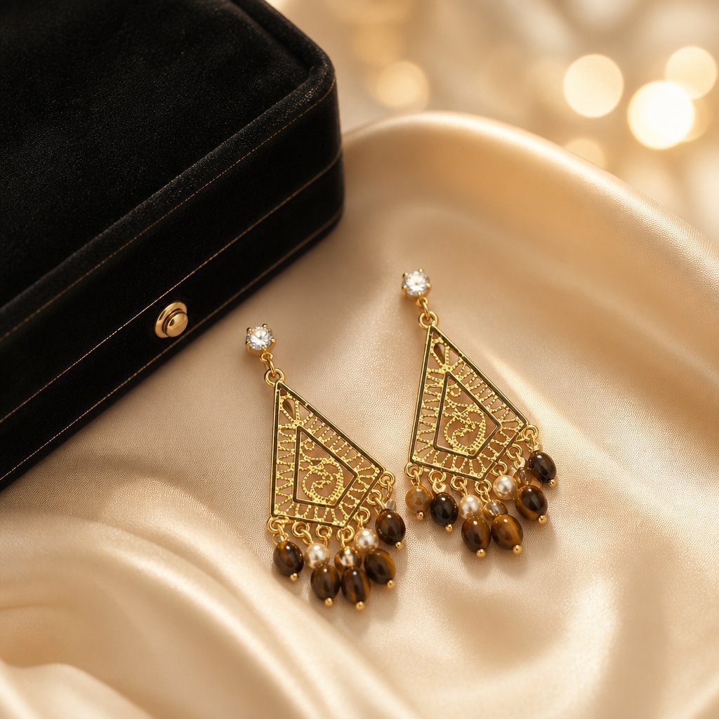 Wholesale Gold Tone Alloy Ethnic Tassel Earrings For Women Retro Hollow Long Drop Jewelry Accessory Boutique Resale