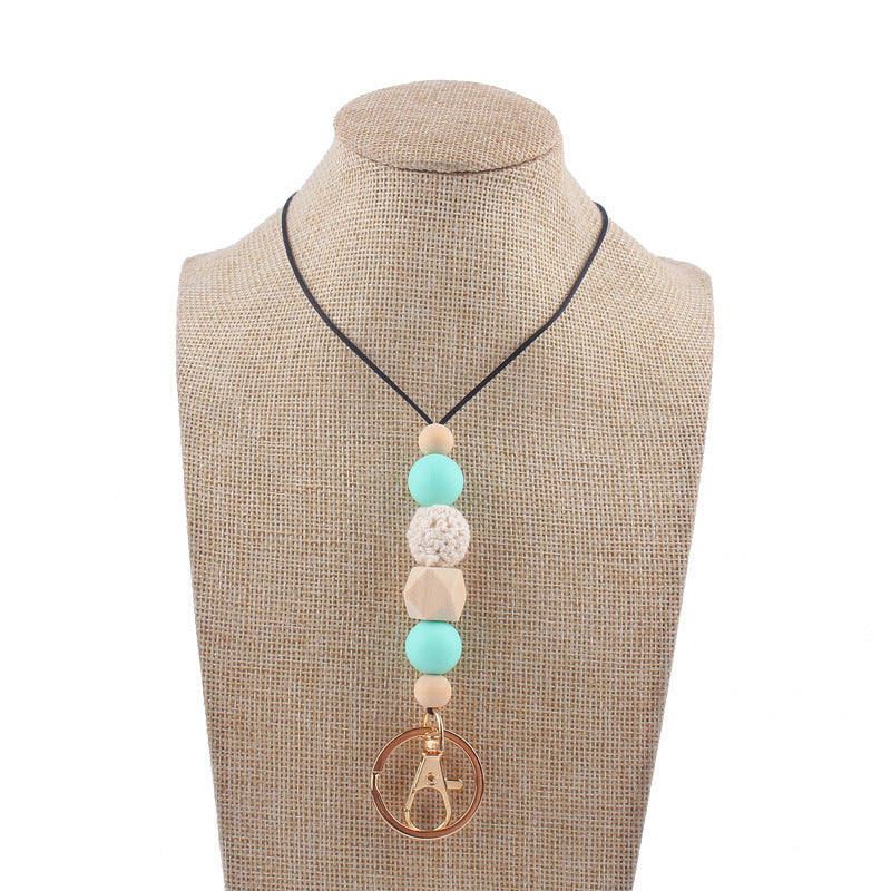 Wholesale Silicone Beaded Lanyard ID Keychain