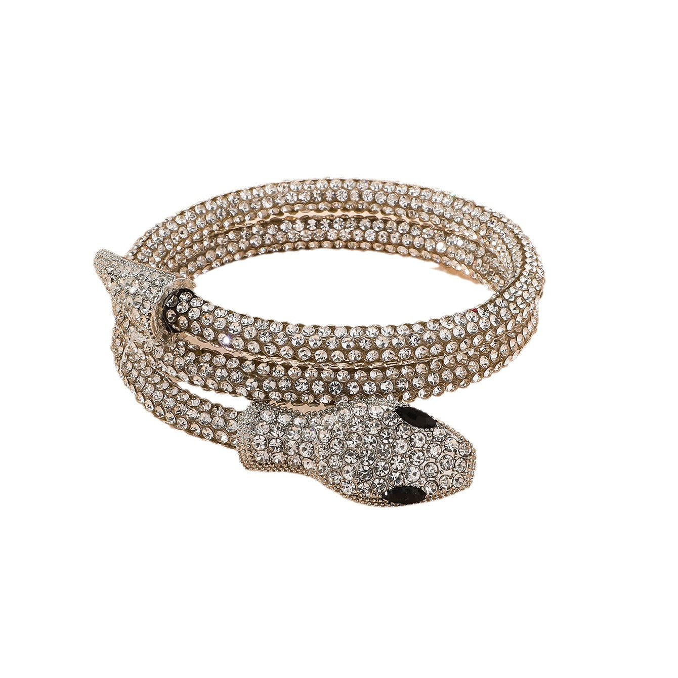 Wholesale Dark Alloy Inlaid Rhinestone Snake Wrapped Bracelets