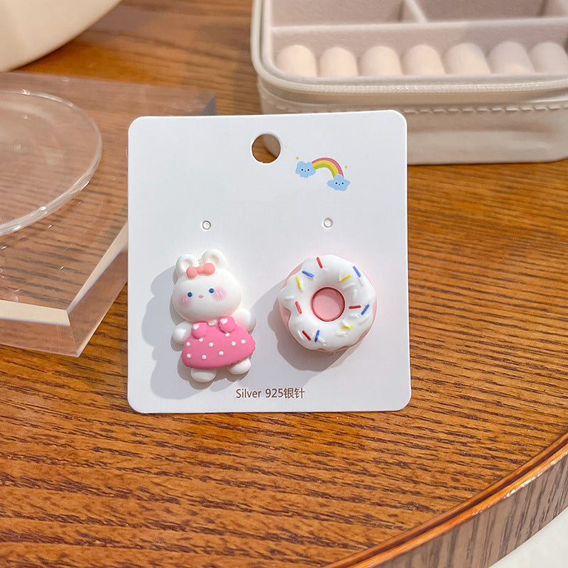 Wholesale Candy Color Rabbit Bear Ice Cream Match Color Strawberry Fruit Resin Earrings