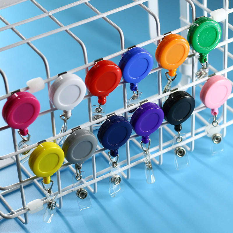 Wholesale 10pcs/pack round plastic drop metal easy pull buckle badge ID retractable buckle