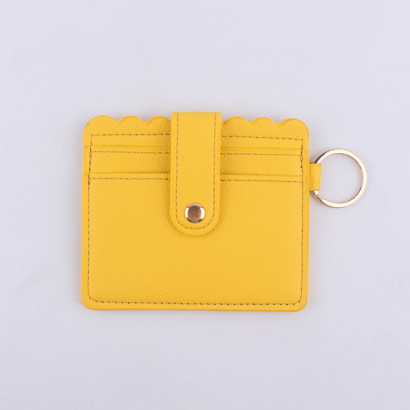 Wholesale Color Solid Color ID Case PU Leather Card Holder Keychain Coin Purse