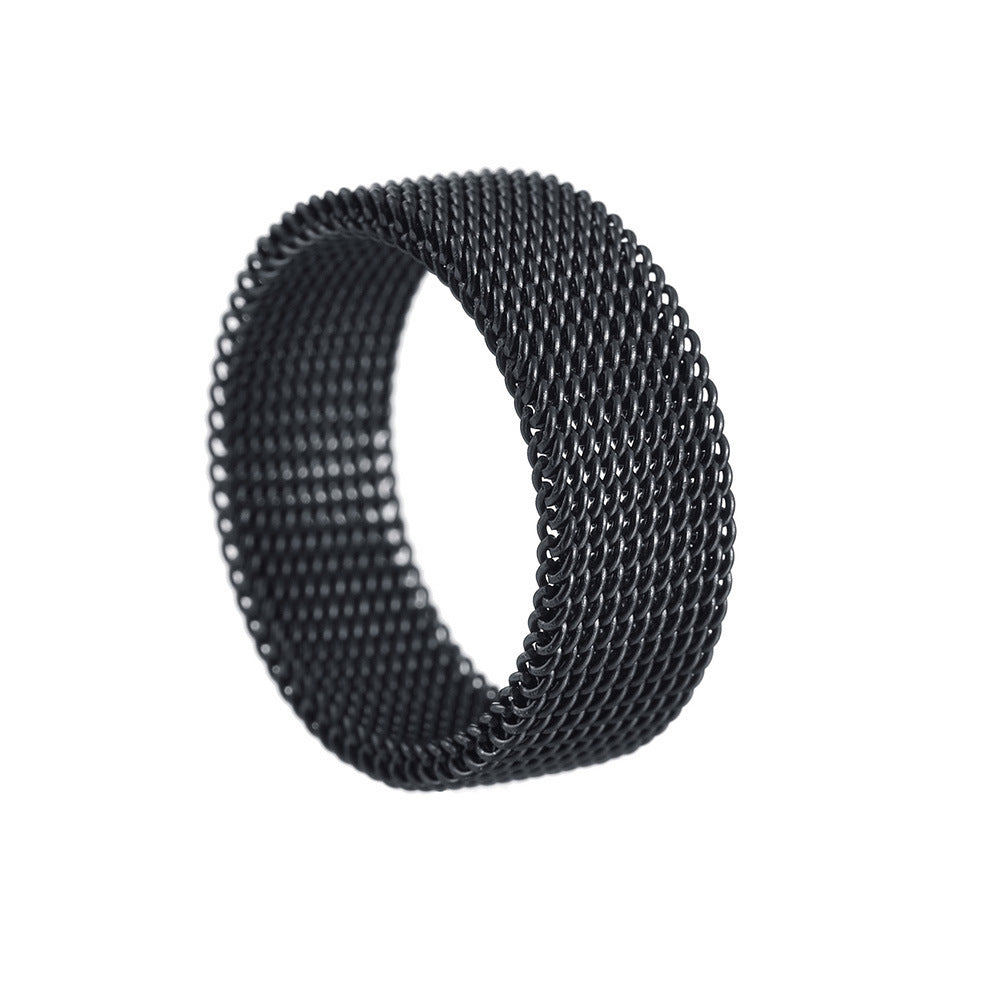 Wholesale 8MM Titanium Steel Deformable Multicolor Mesh Ring
