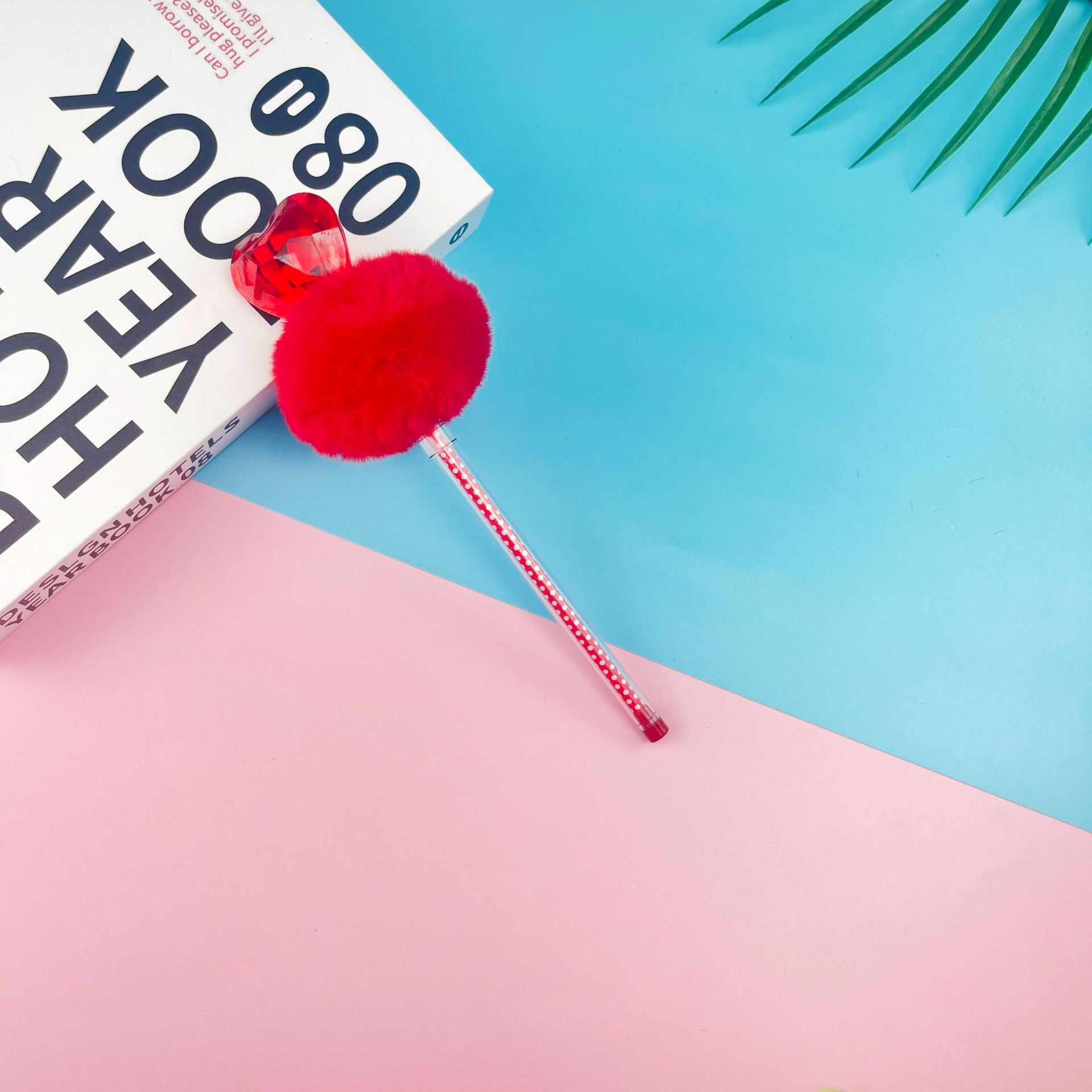 Wholesale Pens 20PCS Valentine's Day Acrylic Diamond Heart-shaped Plush Plastic Ballpoint Pen