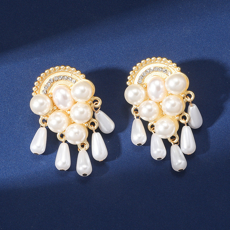 Wholesale Alloy Imitation Pearl Tassel Earrings