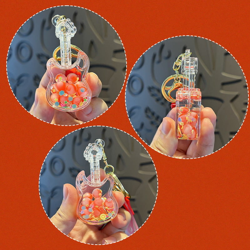 Wholesale Oiled Fruit Guitar Cartoon Keychain