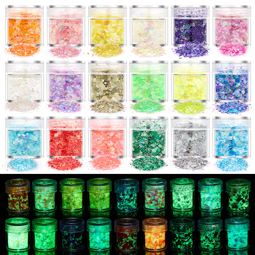 Wholesale Luminous Powder Nail Polish Sequins Glitter 24 Colors Mixed Luminous Nail Polish Nail Polish Nail Stickers Accessories