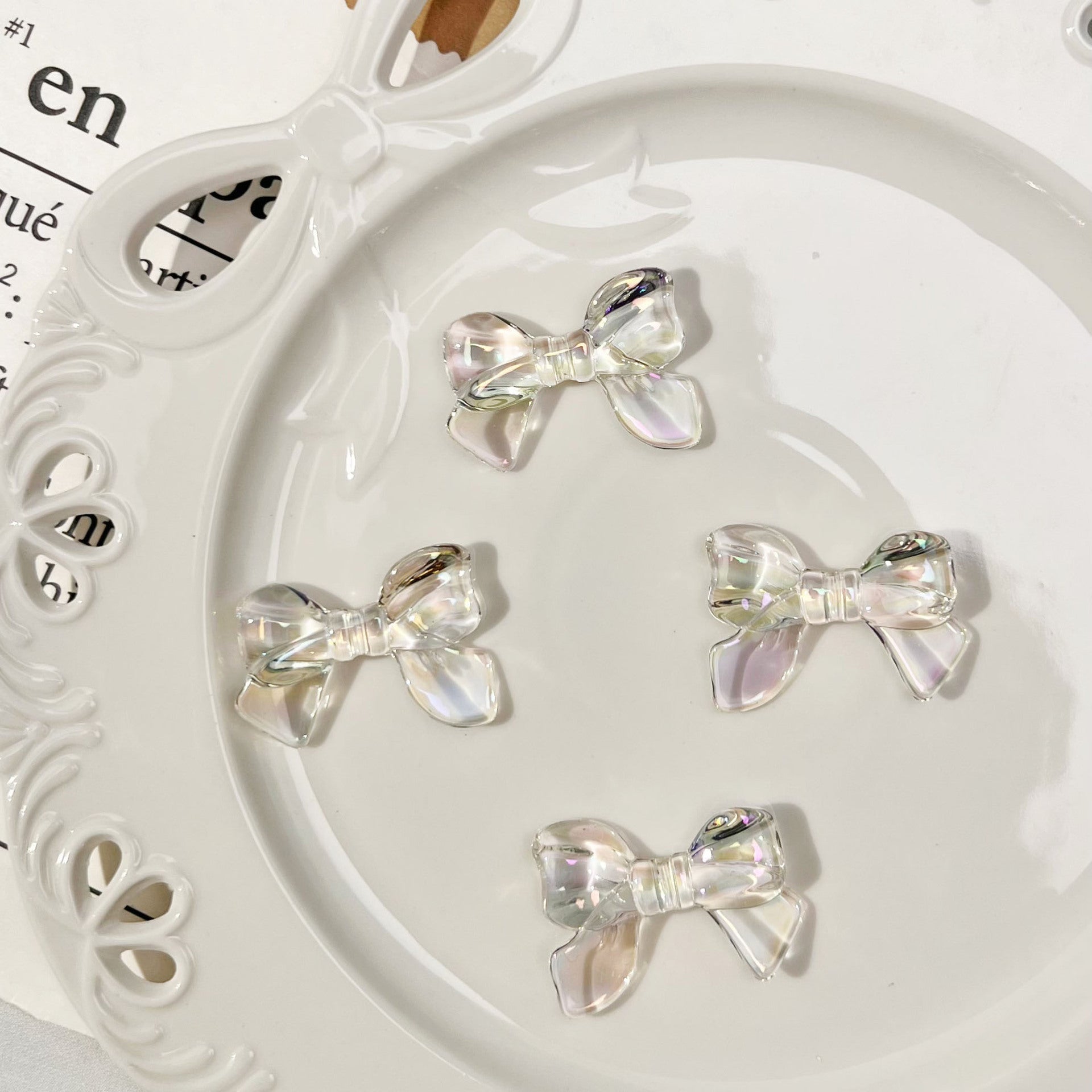 Wholesale 10pcs Bow Plastic Beads Hair Accessories Mobile Phone Beads