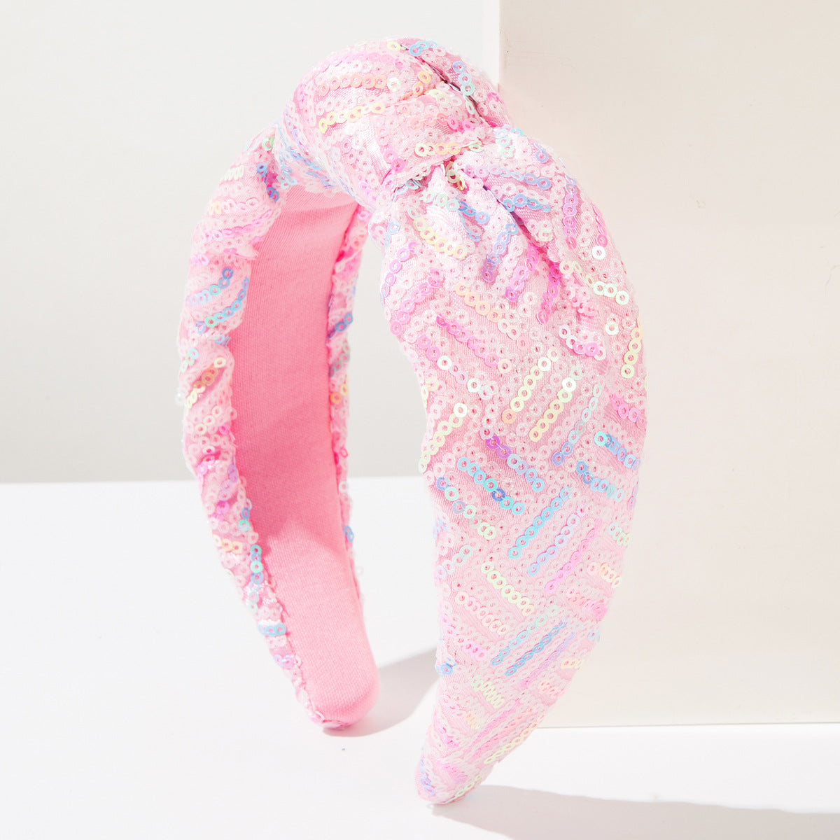 Wholesale Sequined knotted wide headband shiny travel headband fairy hair accessories