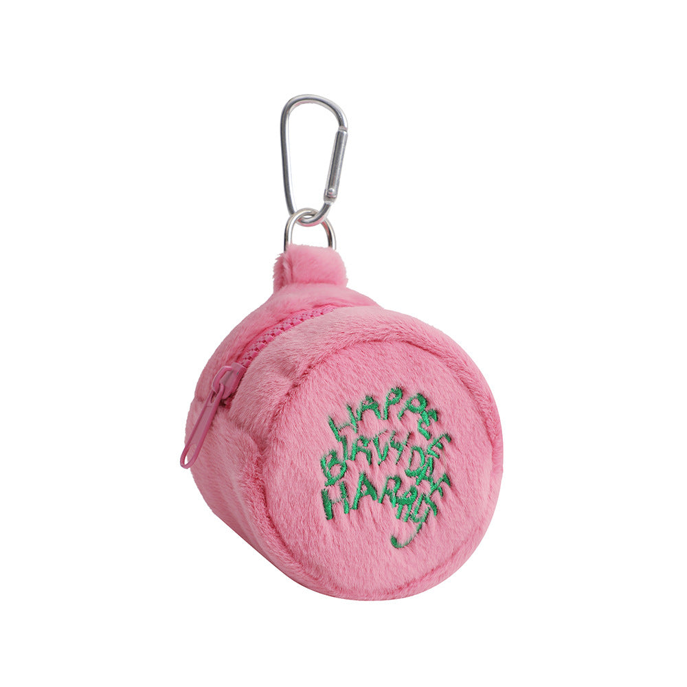 Wholesale Pink Plush Cake Round Zero Wallet