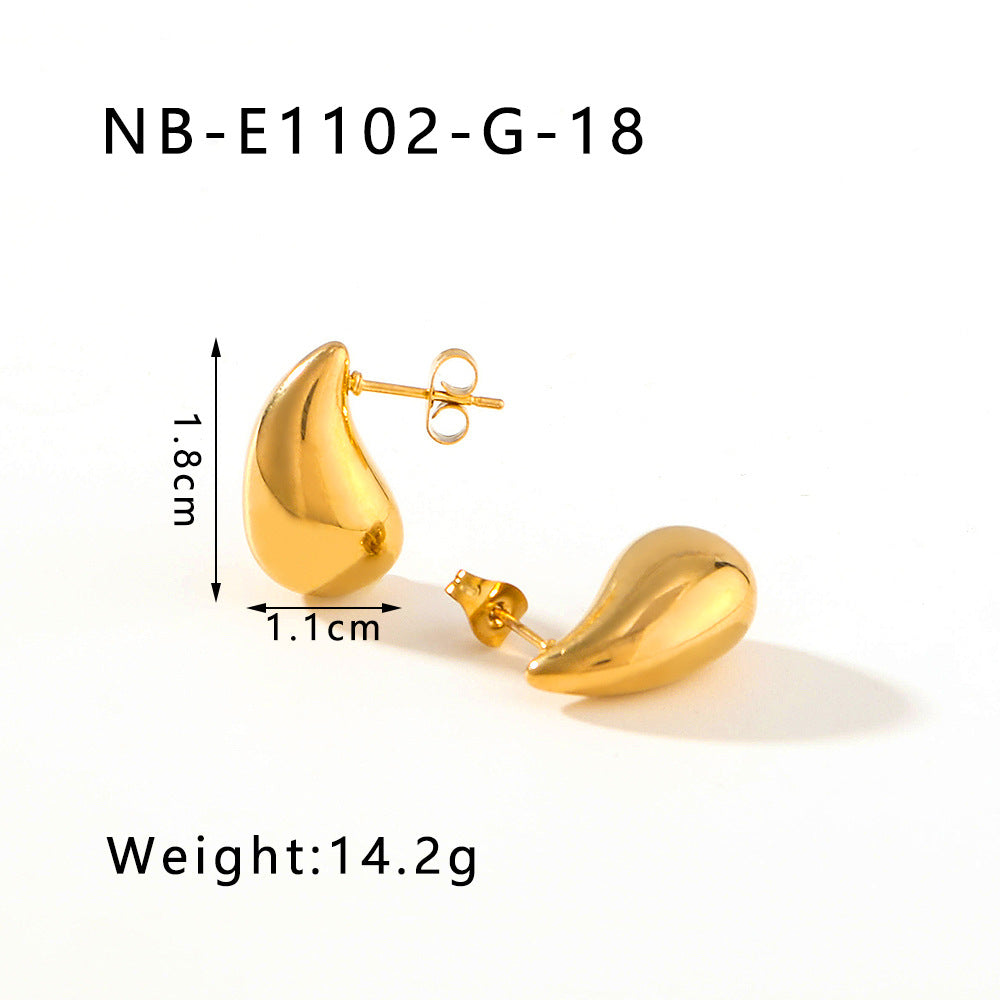 Wholesale Hollow Water Drop High-end 18K Gold-plated Polished Titanium Steel Earrings