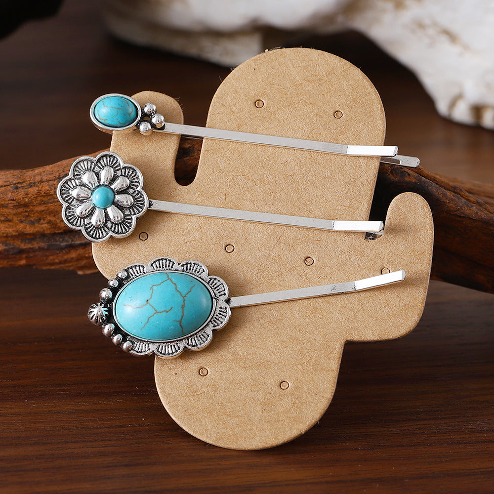 Wholesale Bohemian Turquoise Inlaid Hairpin Set