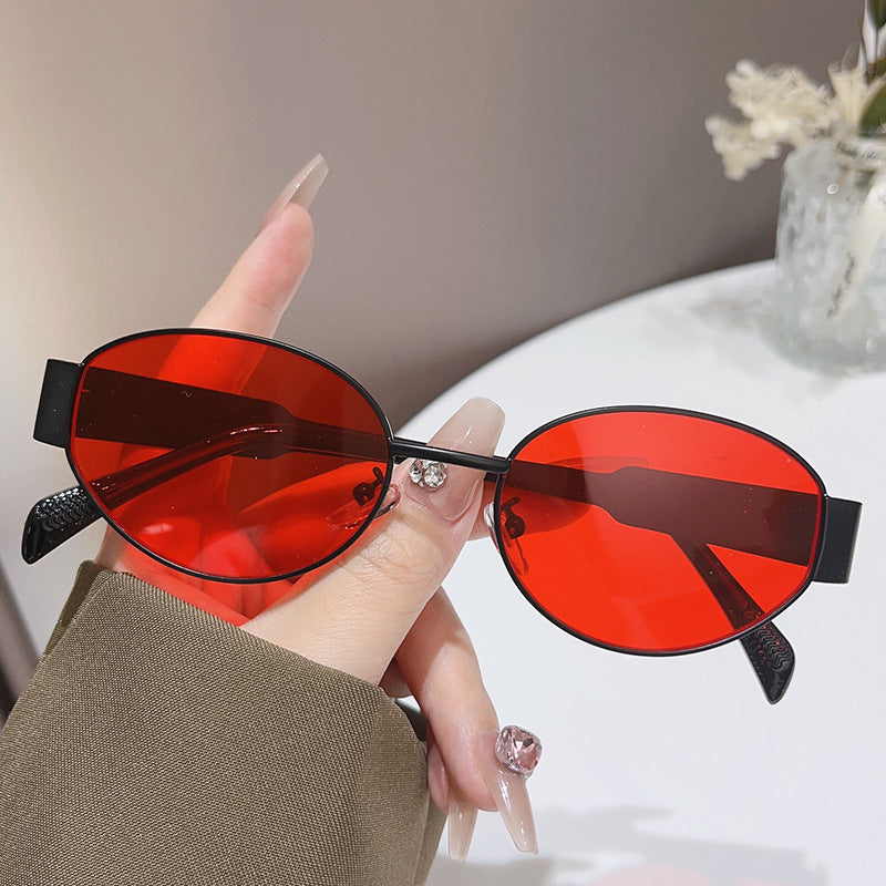 Wholesale Oval Metal Large Frame Sunglasses