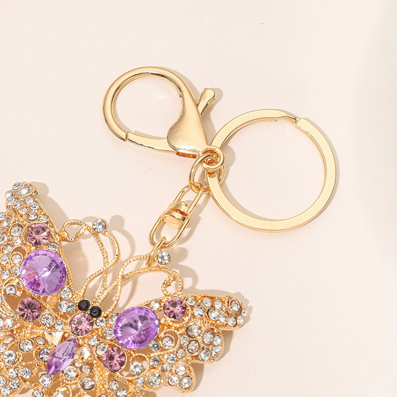Wholesale Zinc Alloy Rhinestone Butterfly Keychain