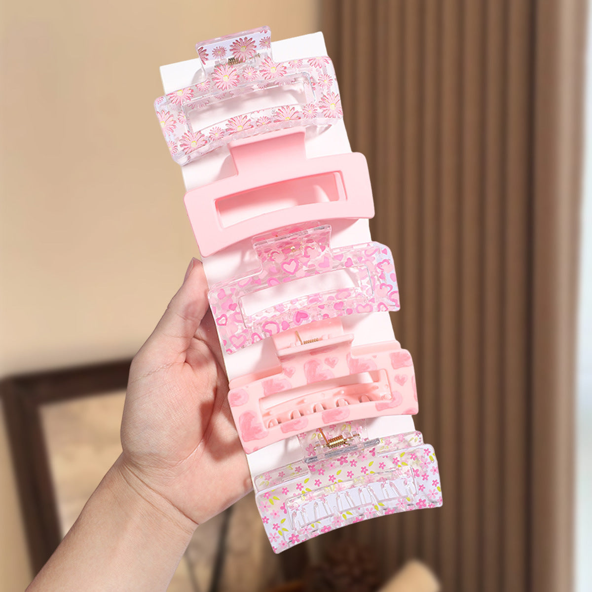 Wholesale Heart Print Summer Heat Square Hair Shark Clip