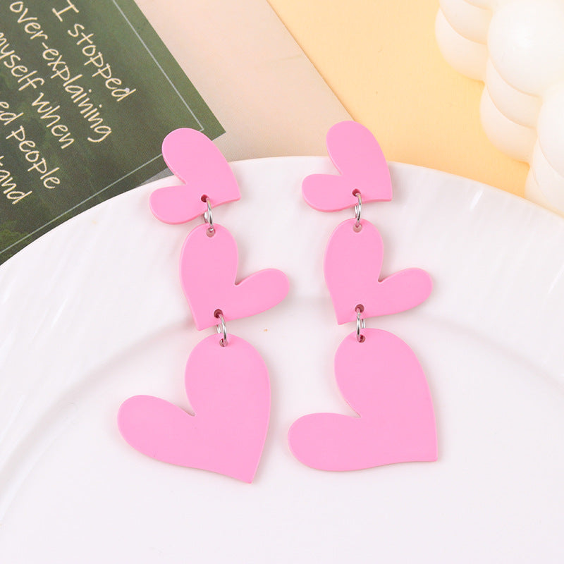 Wholesale Valentine' s Day Pink Love Acrylic Earrings