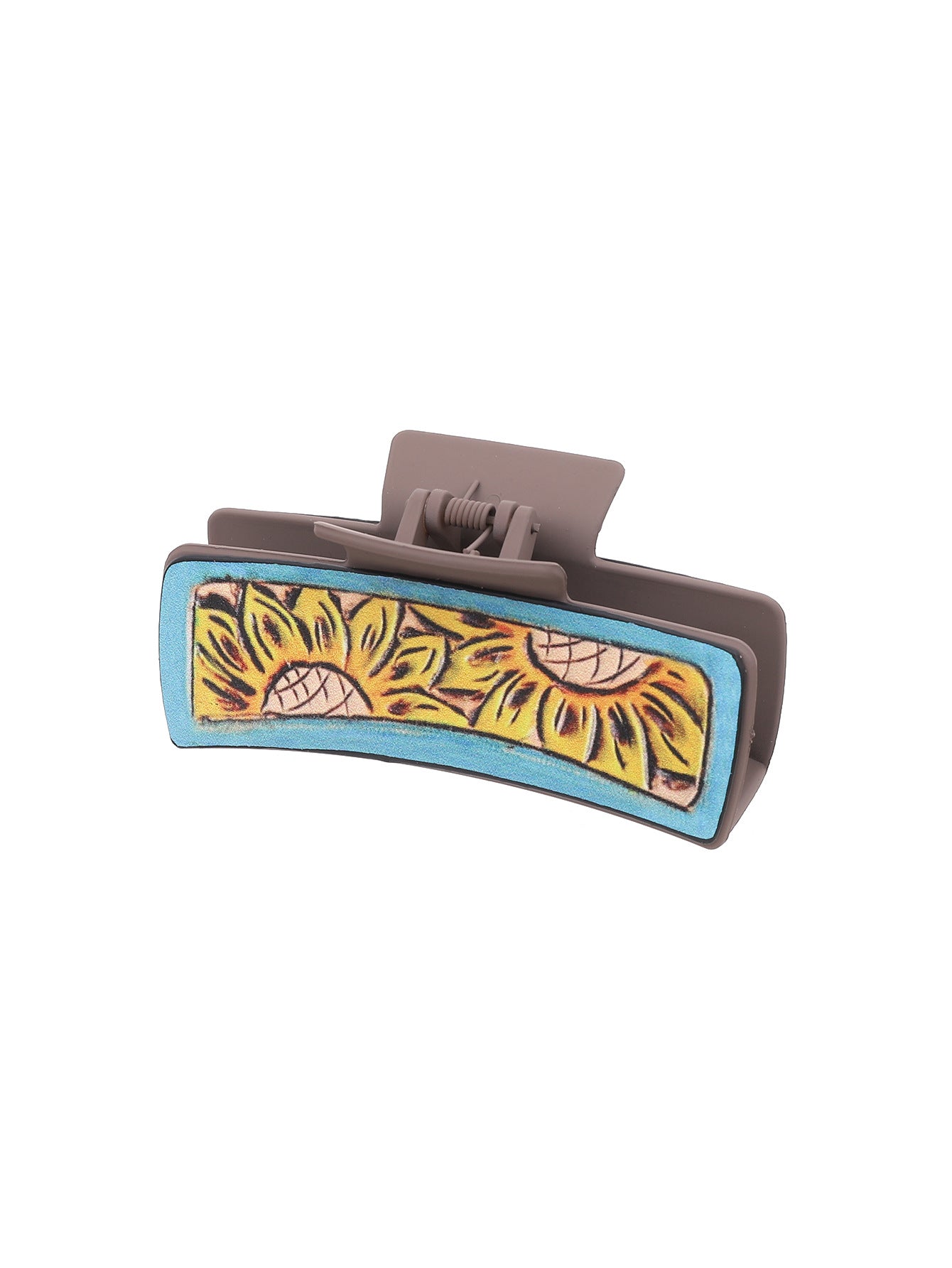 Wholesale Western Cactus Sunflower Faux Leather Hair Claw Clip Fashion Accessory Gift Boutique Resale