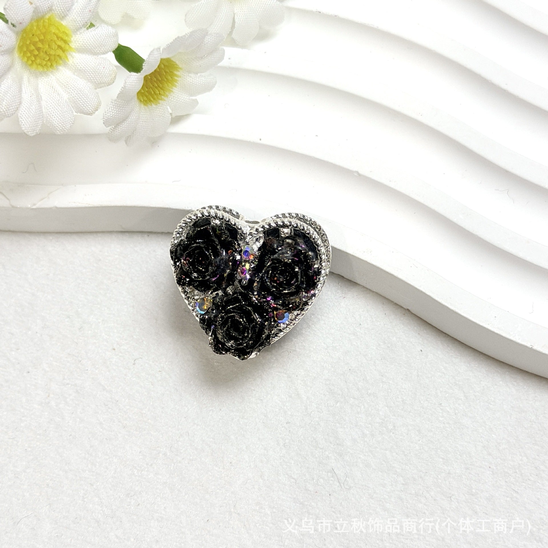 Wholesale  10pcs Water Diamond Colored Rose Pearl Love Bead