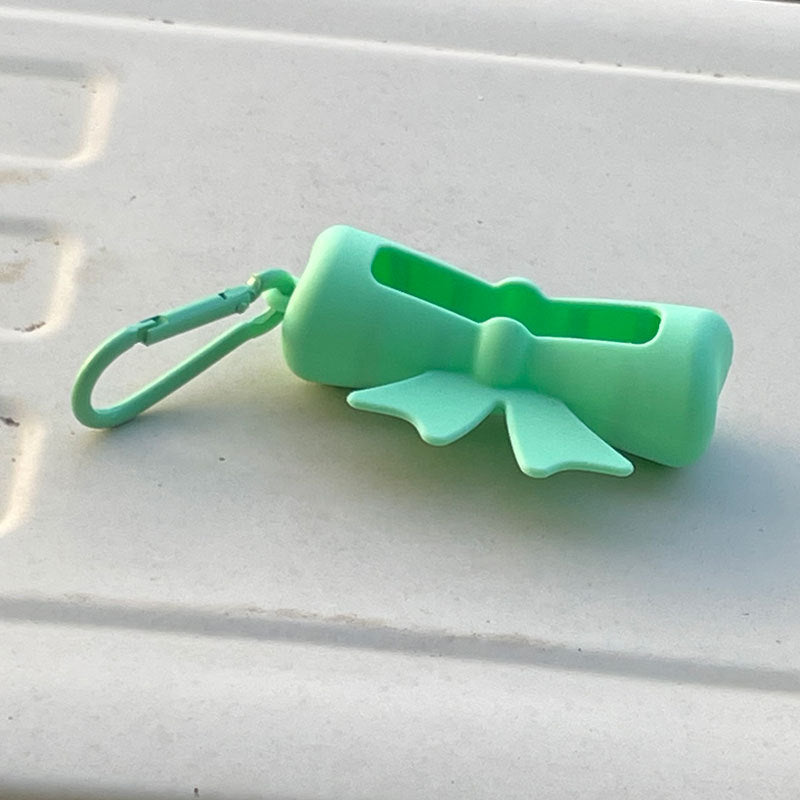 Wholesale Lipstick case silicone protective case bow lipstick bag keychain