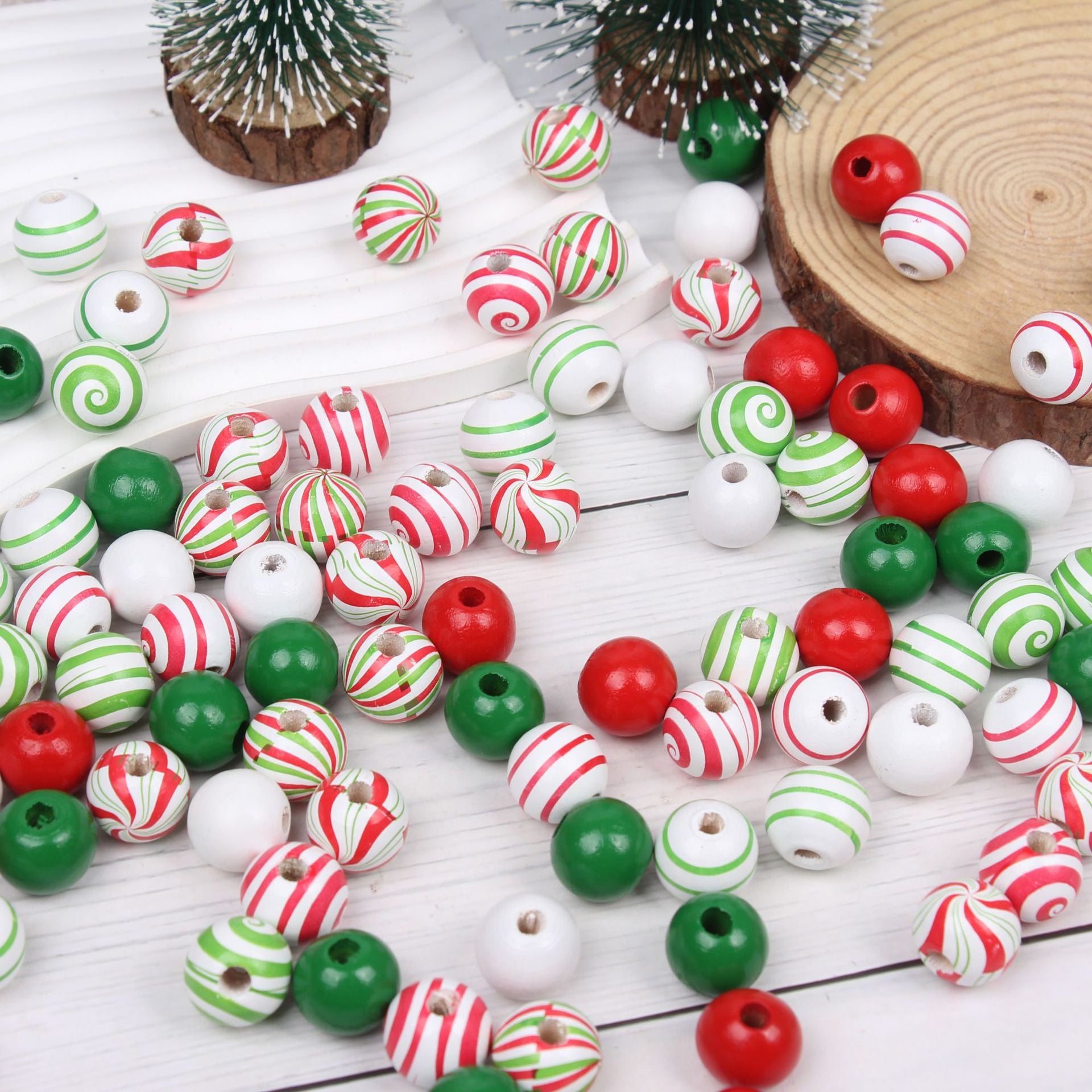 Wholesale 20pcs Christmas Candy Windmill Hemp Rope Accessories Wooden Beads