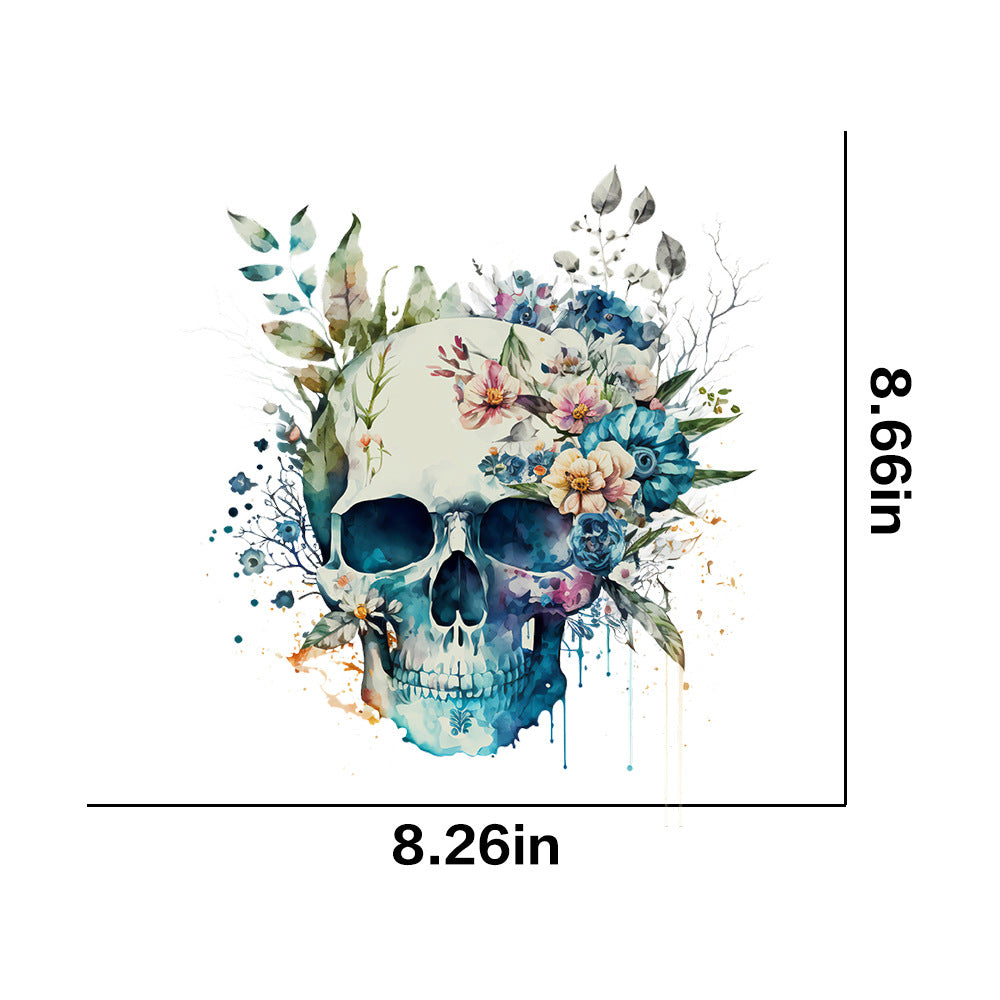 Wholesale 10pcs Colorful Flower Skull UV DTF Ready to Press Transfers Wraps