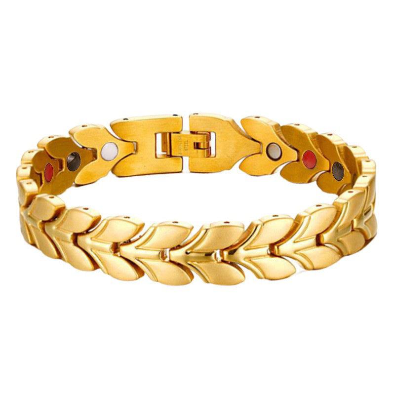 Wholesale Titanium Steel Geometric Detachable Stainless Steel Magnet Gold Plated Bracelet